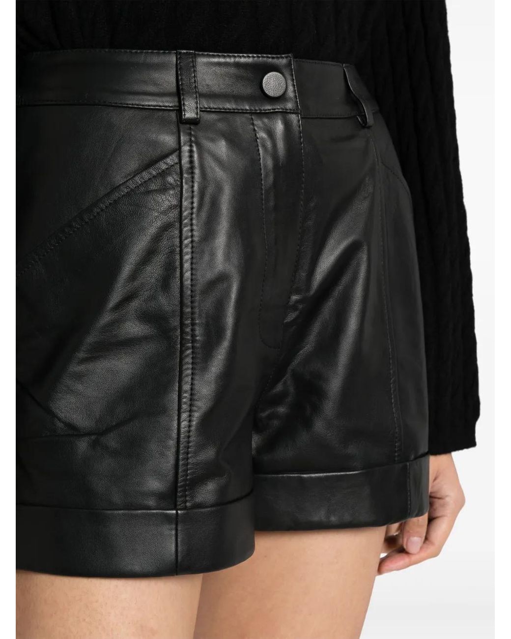 Yves Salomon Black Leather Shorts