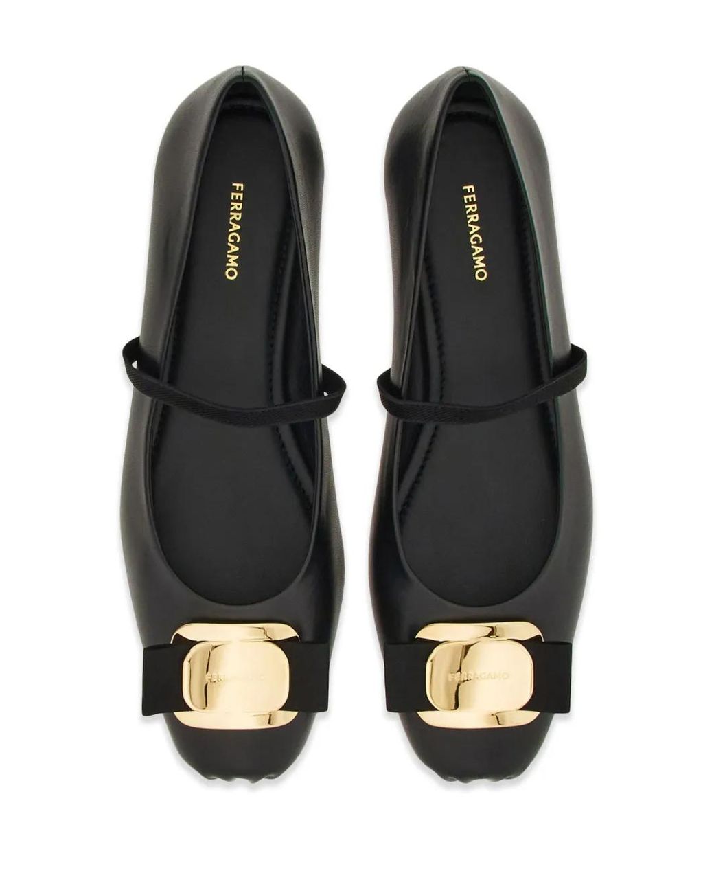 Ferragamo Black New Vara Plate Dancers