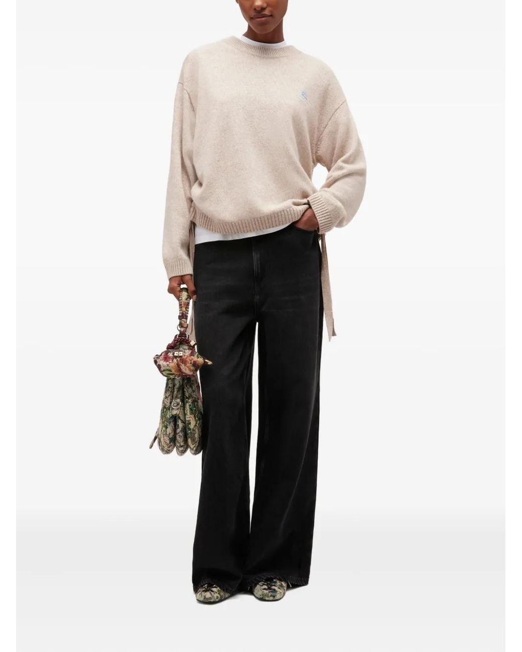 Ganni White Side Tie Details Jumper
