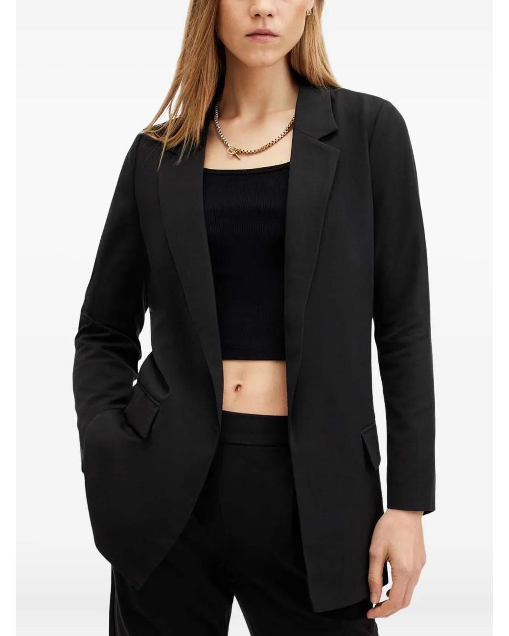 AllSaints Black Aleida Single-Breasted Blazer