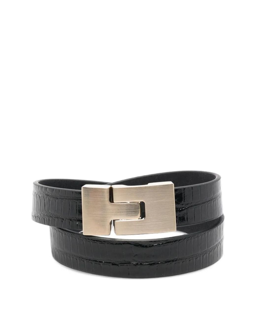 Tom Ford Gray Lizard-Effect Leather Bracelet
