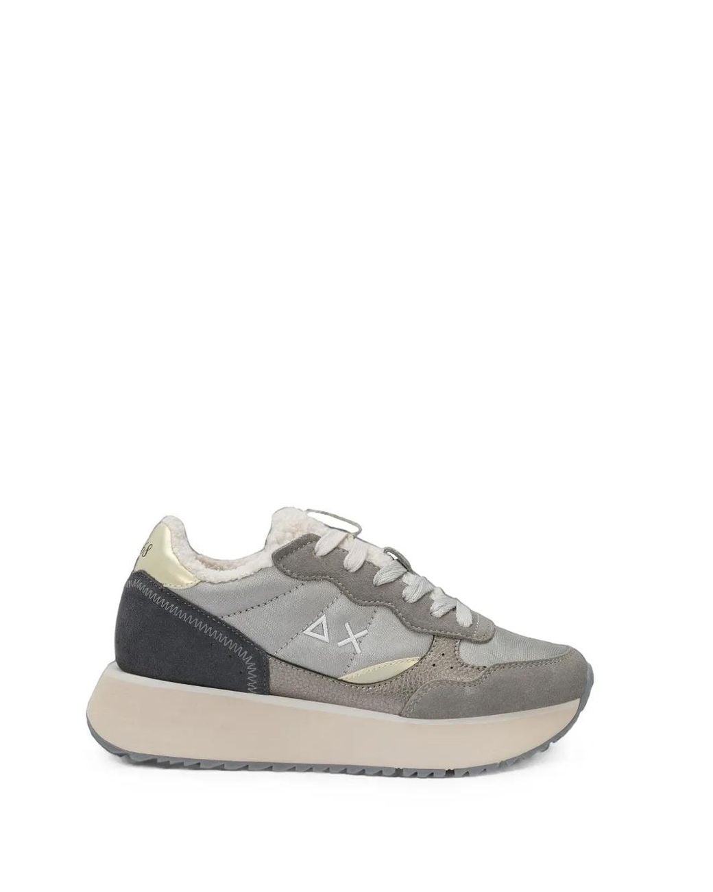 Sun 68 White Big Ally Teddy Platform Panelled Sneakers