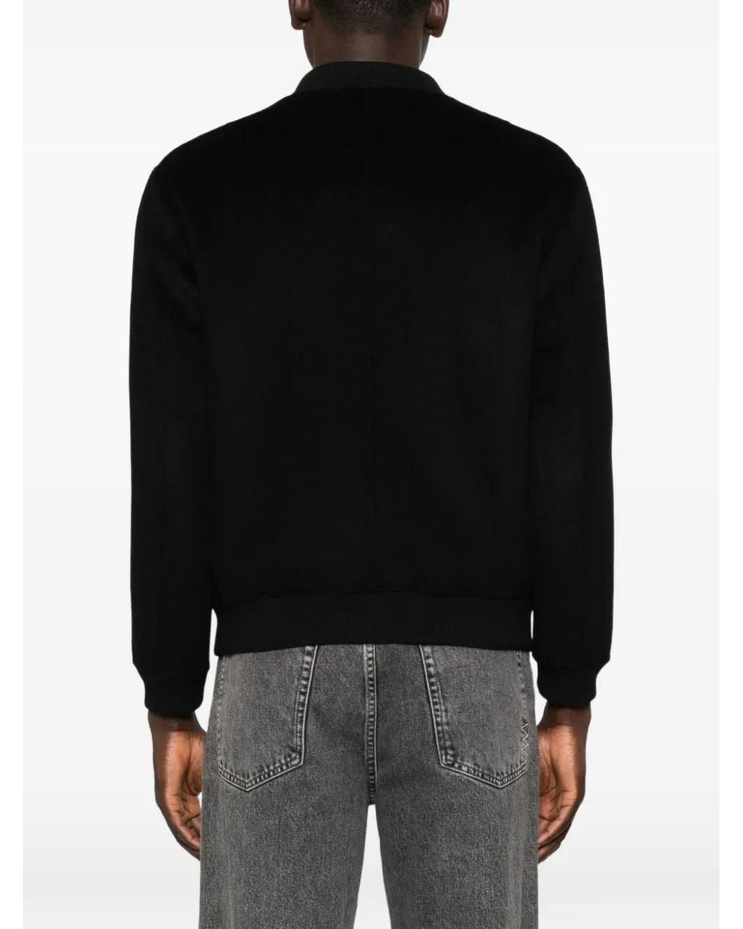 Amaranto Black Zip-Up Bomber Jacket for men