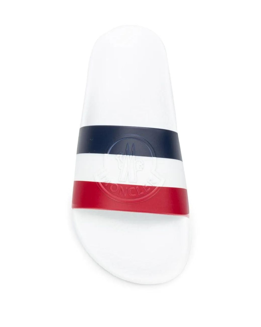 Moncler White Striped Rubber Slides
