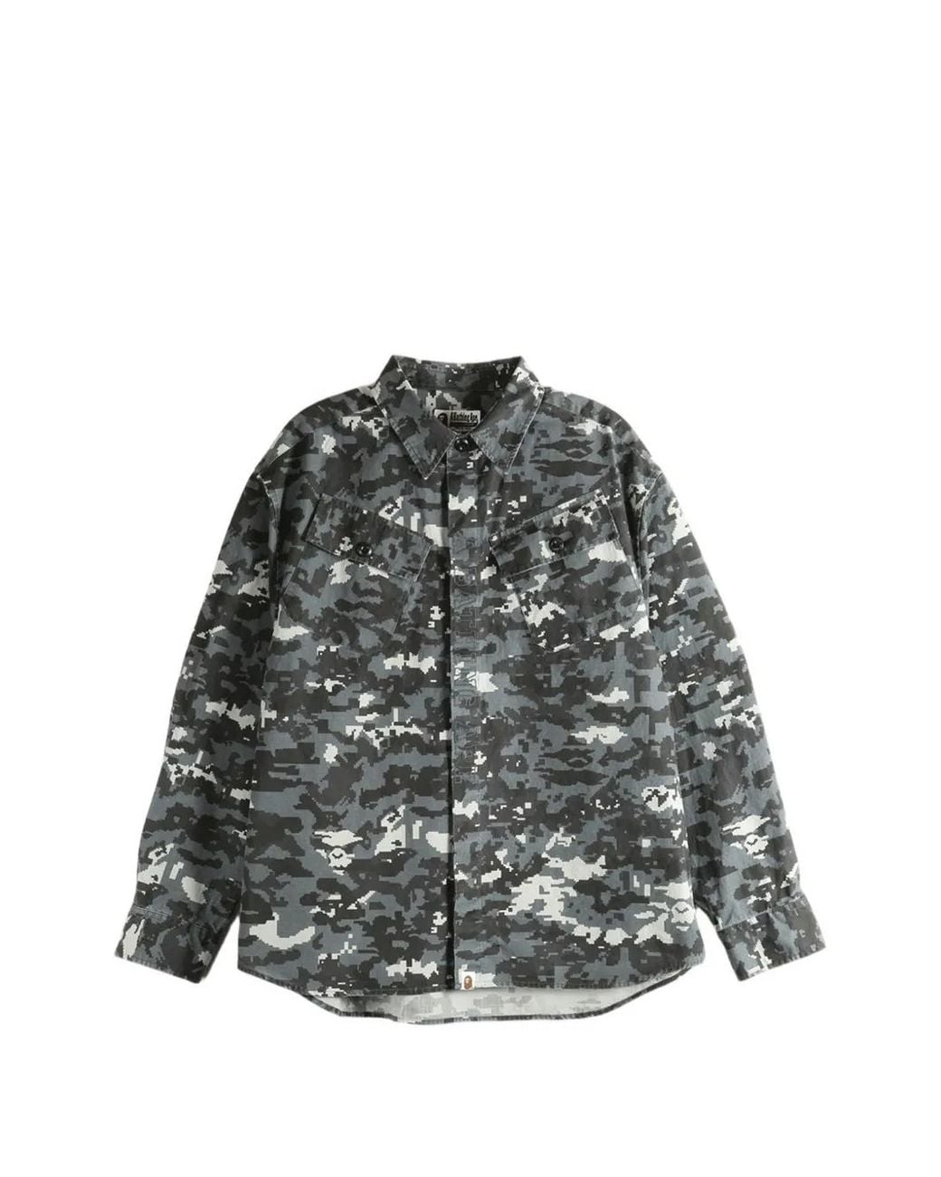 A Bathing Ape Black Digital-Camouflage-Print Shirt for men