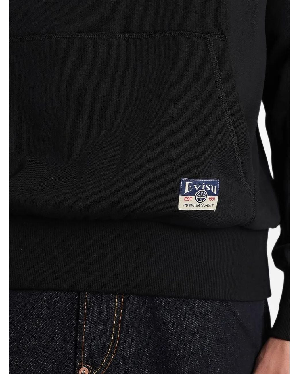 Evisu Black Seagull-Print Hoodie for men