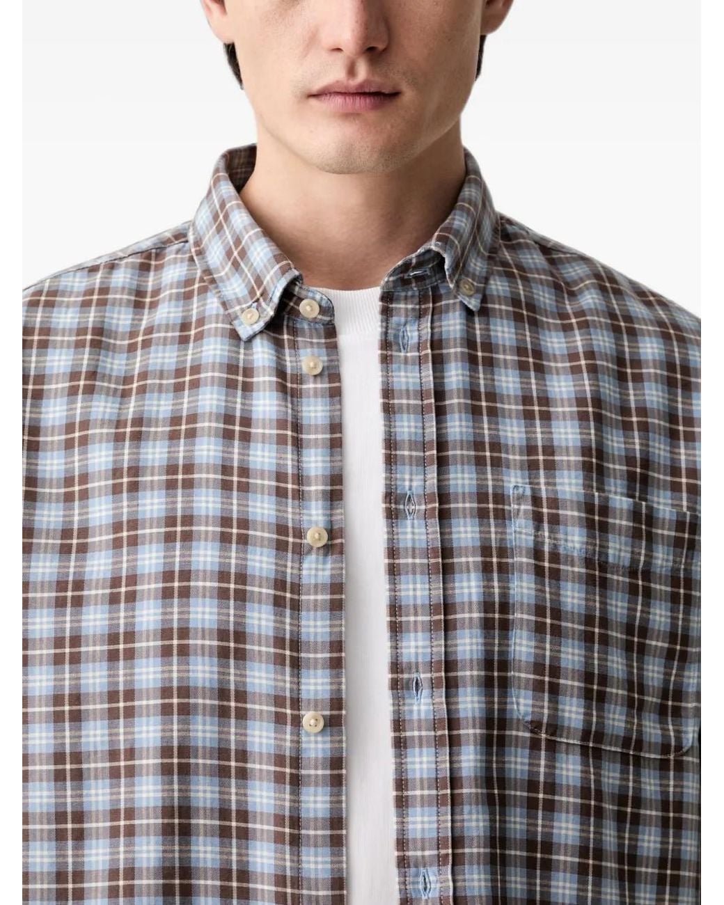 Les Deux Gray Check-Pattern Button-Down Shirt for men