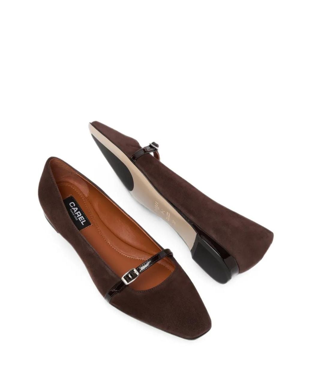 CAREL PARIS Brown Mili Buckled Suede Ballet Flats