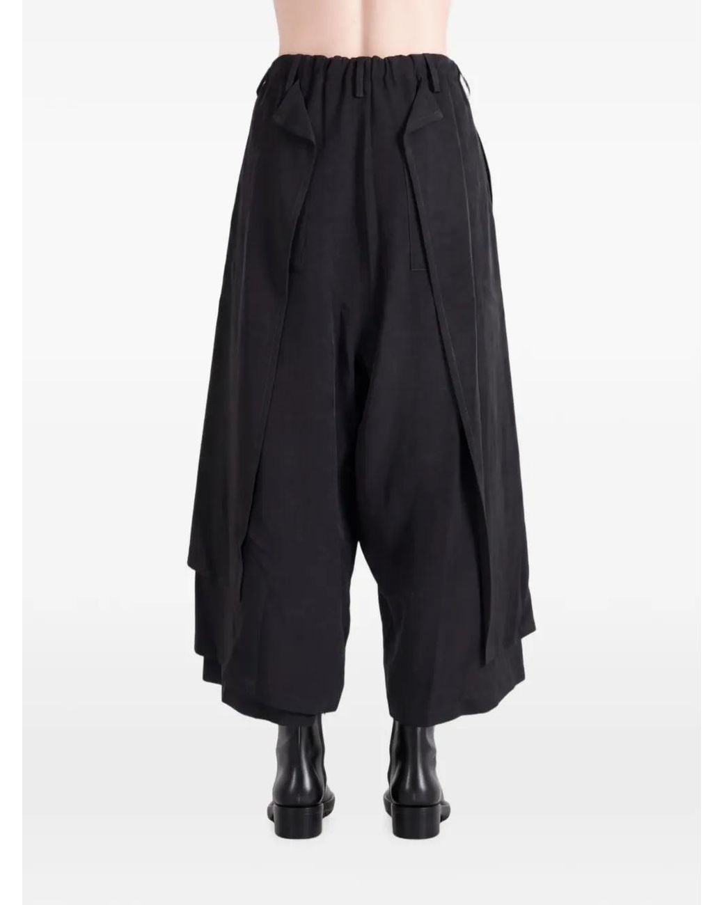 Yohji Yamamoto Black Layered Button-Down Wide-Leg Trousers