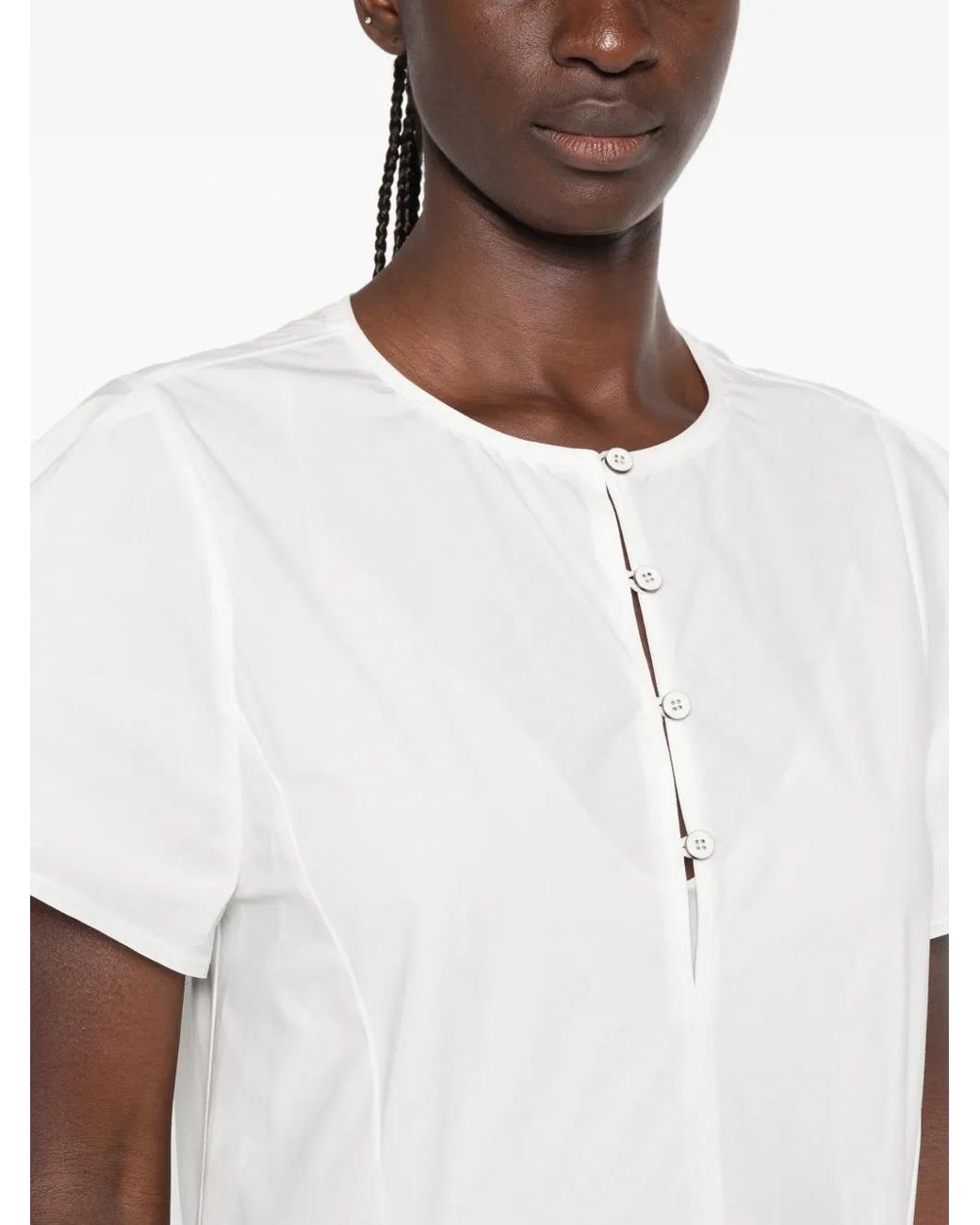 Forte_forte White Button-Up Flared Maxi Dress
