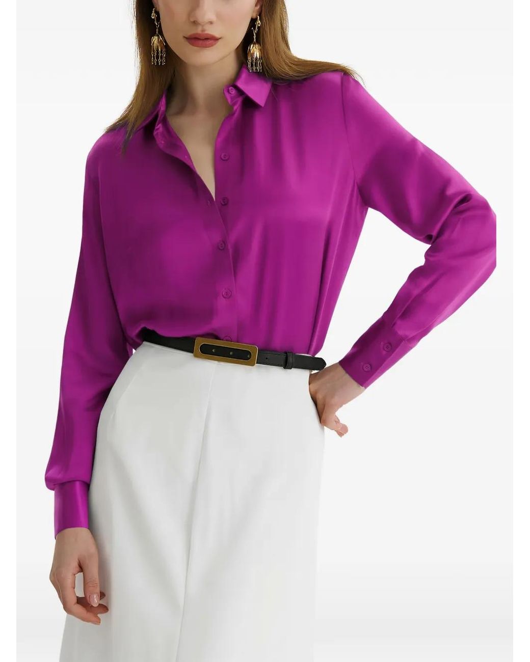 Framboise Purple Fremont Silk Shirt