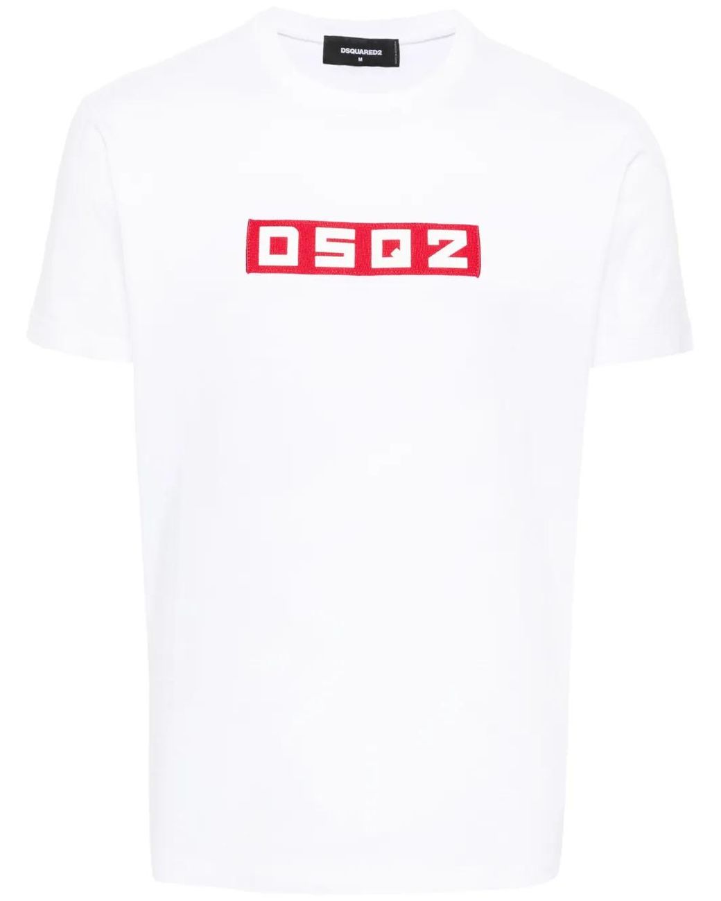 DSquared² White Dsq2 Logo-Appliqué T-Shirt for men