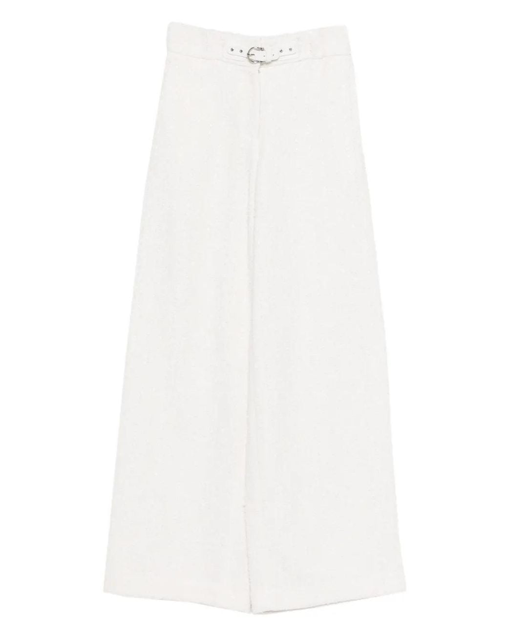 Maje White Wide-Leg Tweed Trousers