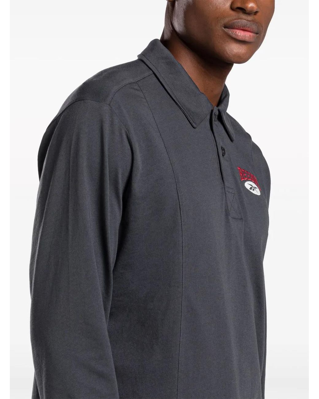 Reebok Blue Logo-Embroidered Cotton Polo Shirt