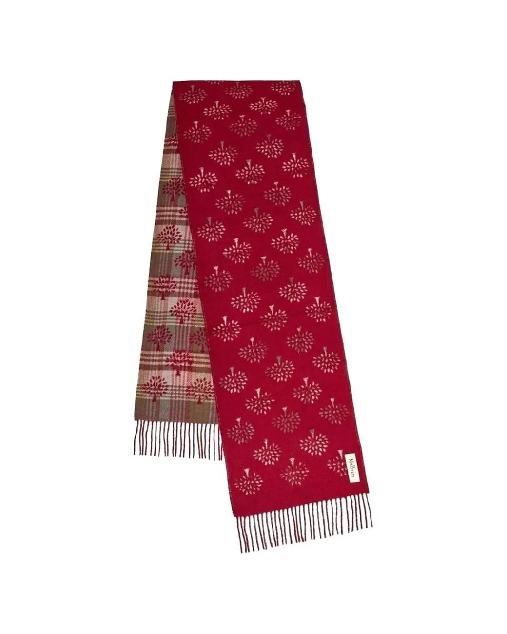 Mulberry Red Reversible Checked Scarf