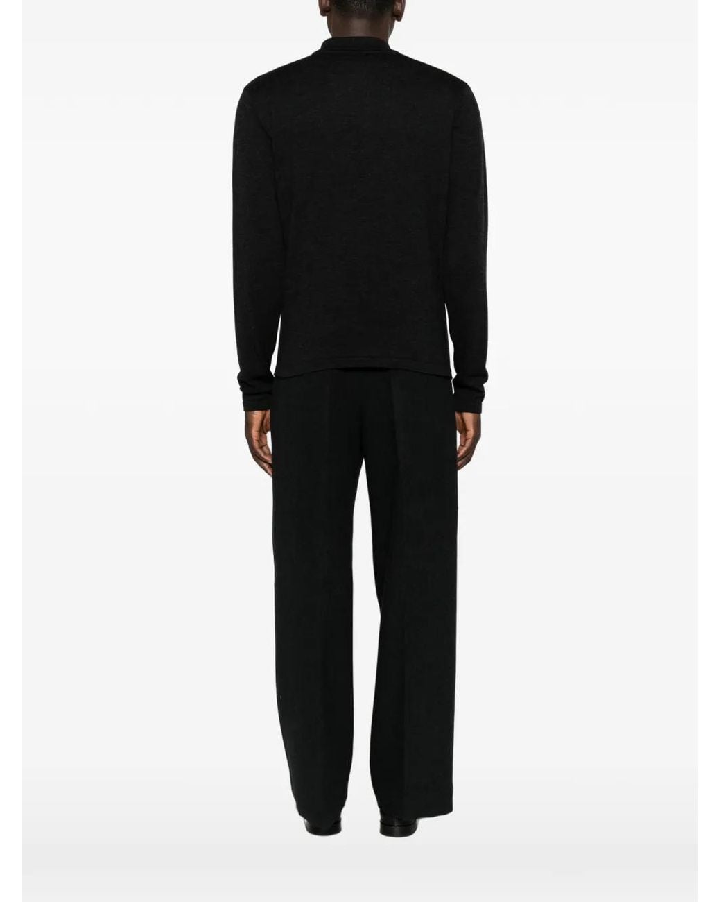 Lemaire Black Long-Sleeve Polo Shirt for men