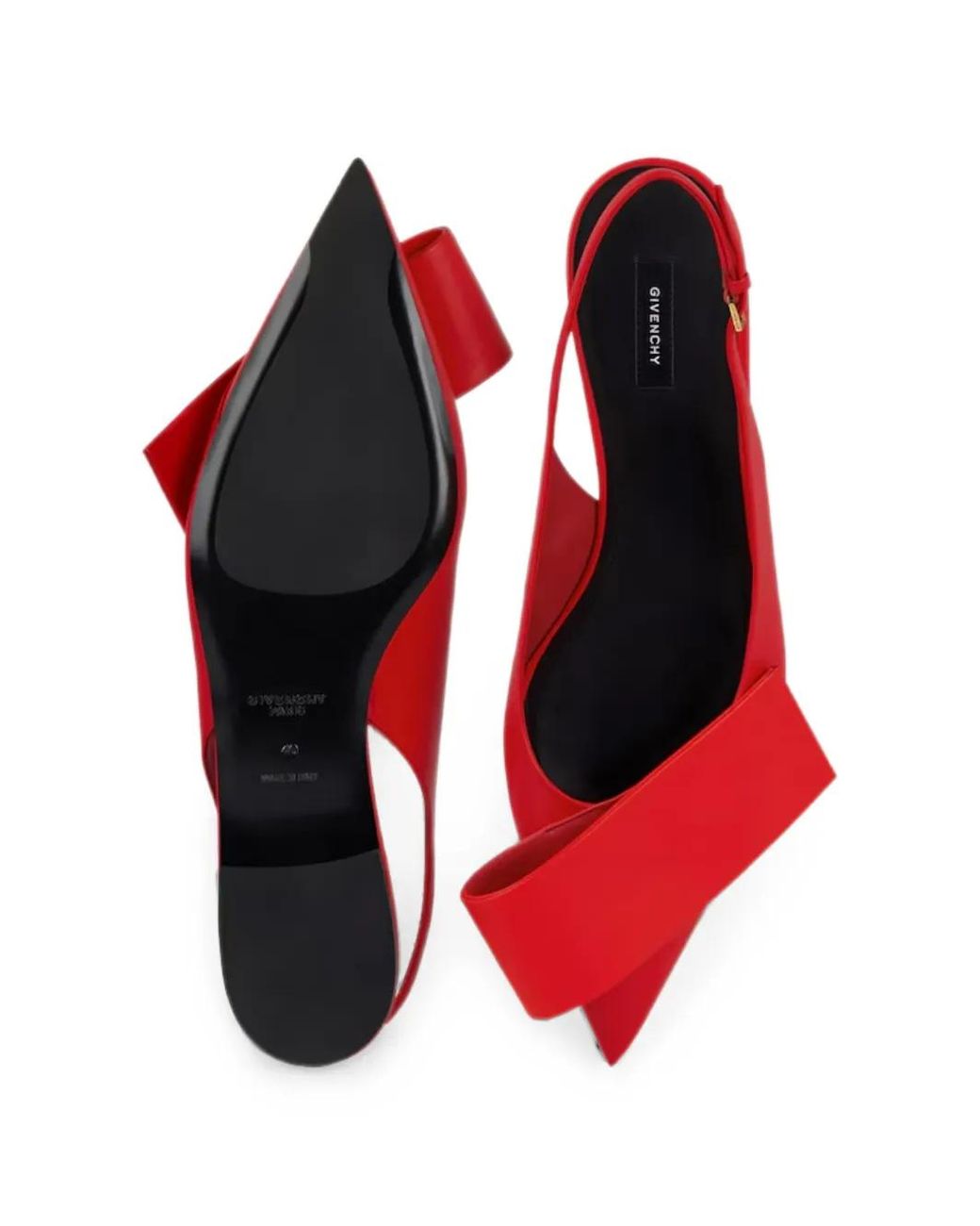 Givenchy Red Twisted Ribbon Flat Slingbacks