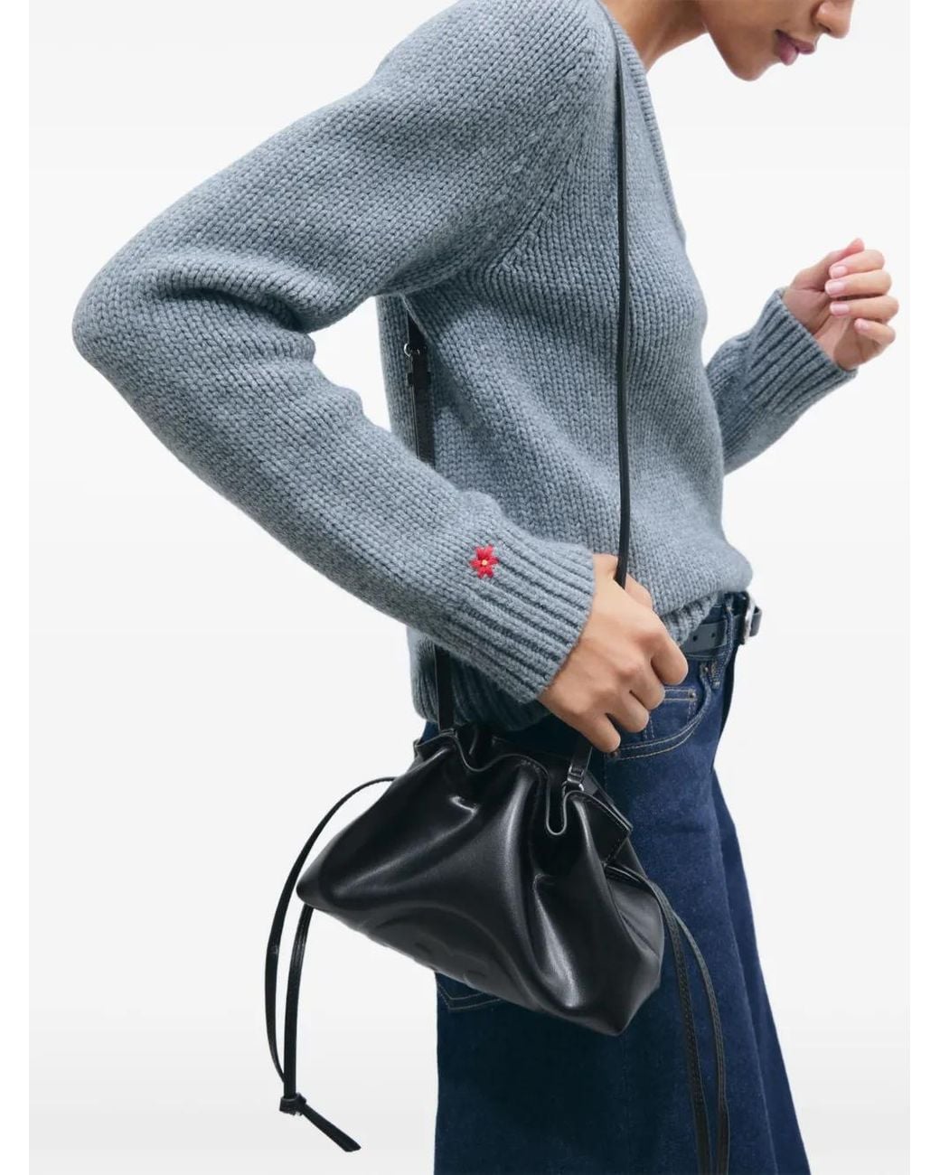 Tory Burch Black Ella Drawstring Tote Bag