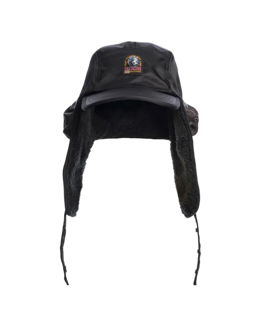 Parajumpers Black Tougan Leather-Trim Hat