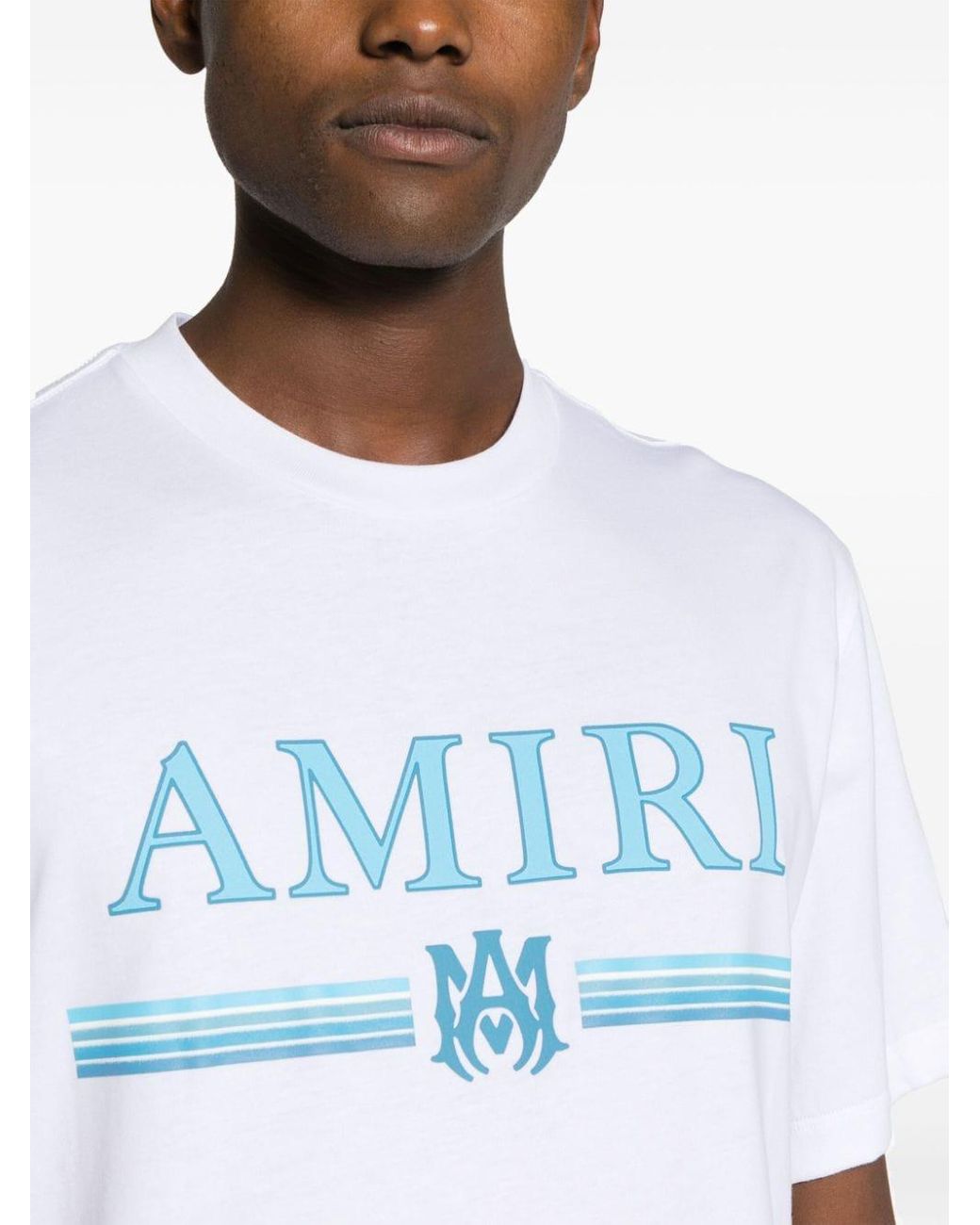 Camiseta de lujo para hombre - Camiseta blanca Amiri con logotipo impreso  en negro
