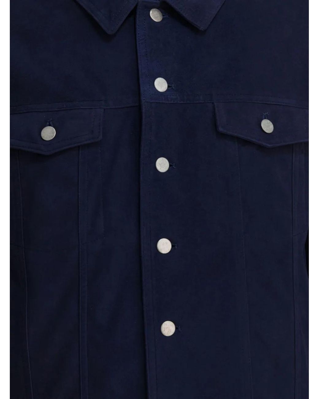 Altum Blue Suede Buttoned Jacket for men