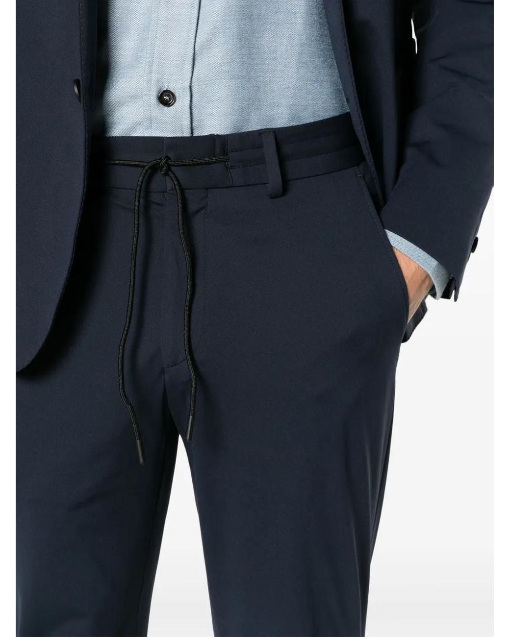 Boss Blue Technical-Jersey Slim-Cut Trousers for men