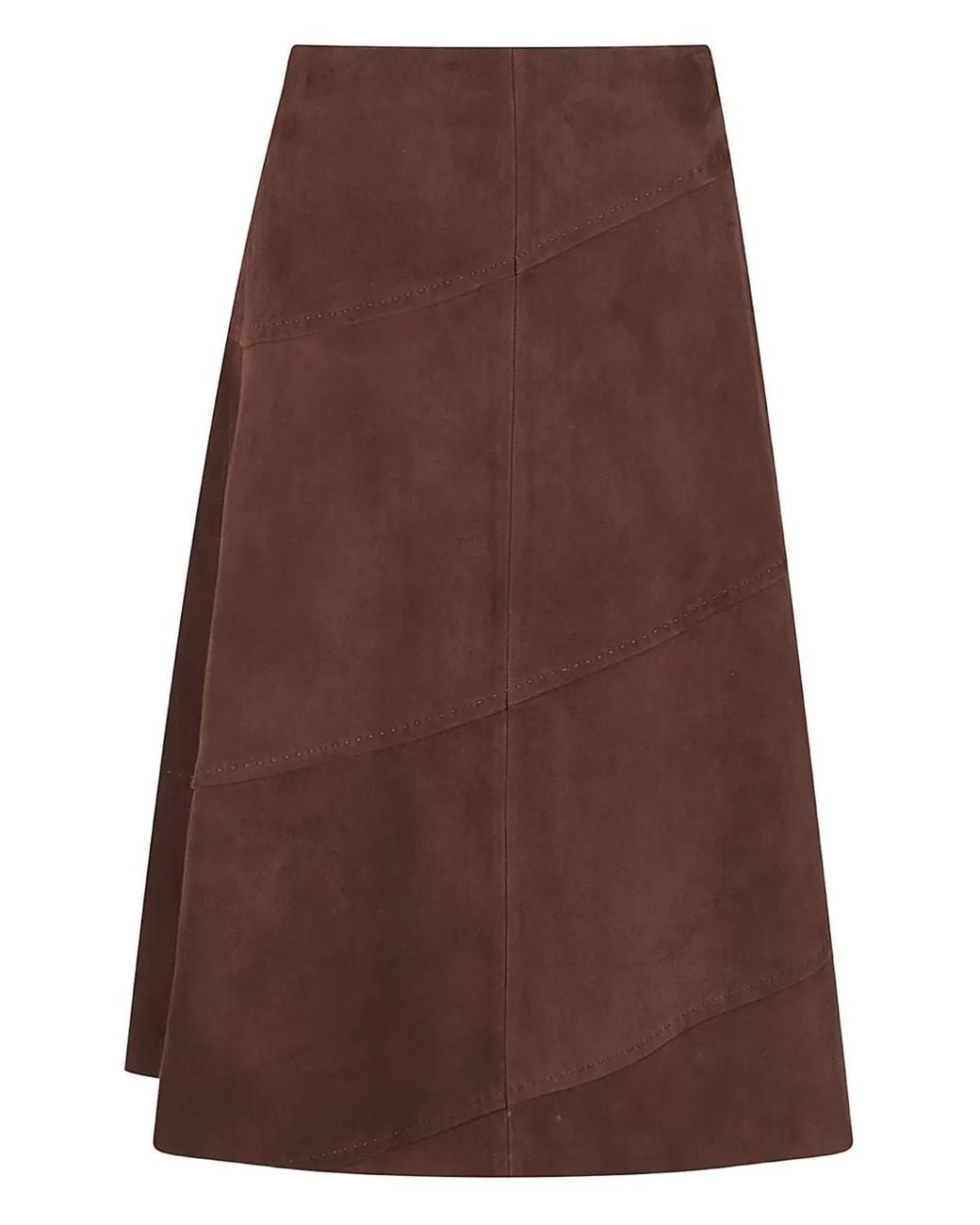 Alice + Olivia Brown Sosie Suede Panelled Midi Skirt