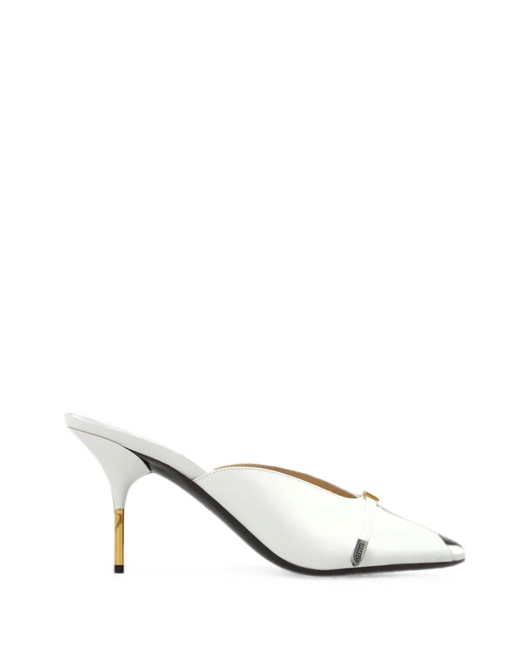 Versace White Nyx Leather Mules 80 Mm