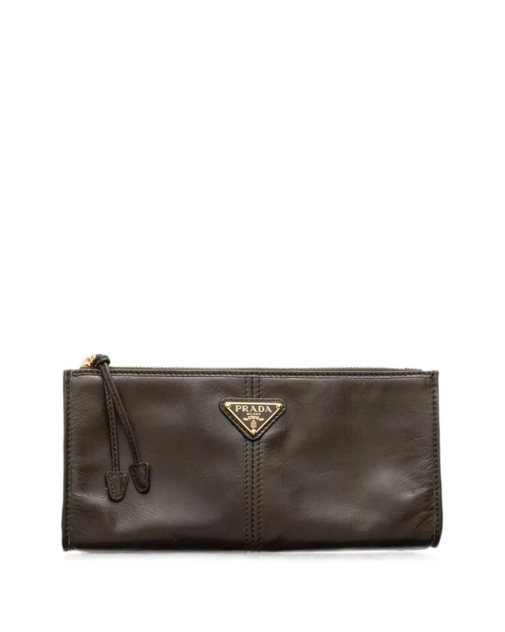 Prada Gray Leather Pouch