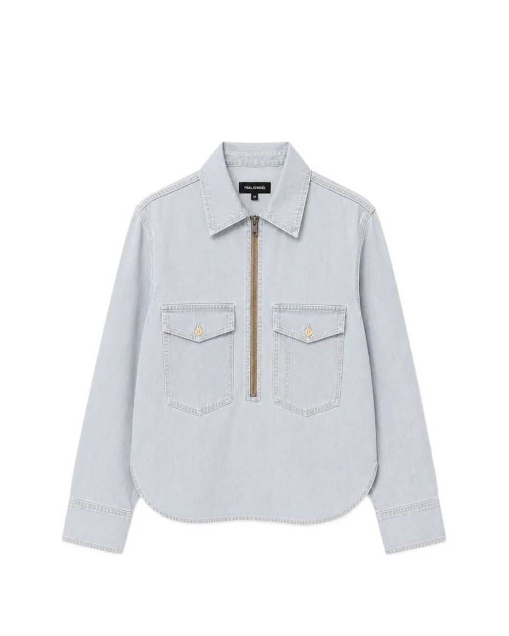 Yigal Azrouël Gray Rose Zip-Up Denim Shirt