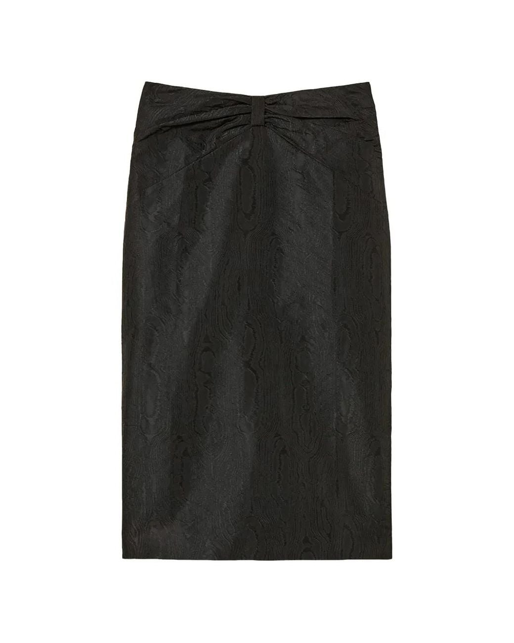 Twinset Black Midi Moiré Skirt With Bow