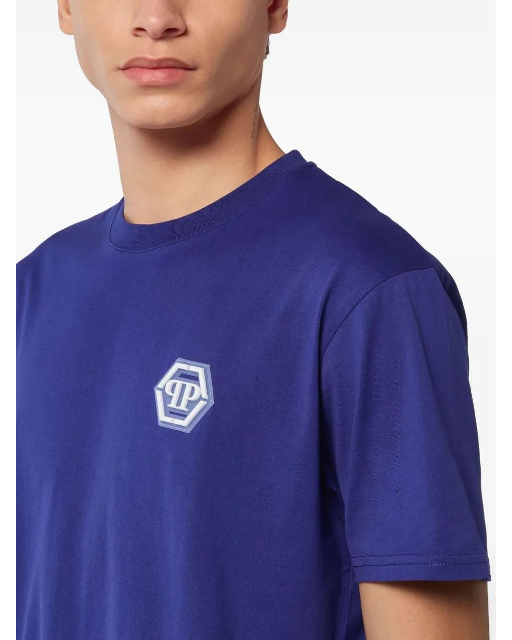 Philipp Plein Blue Cotton T-Shirt for men