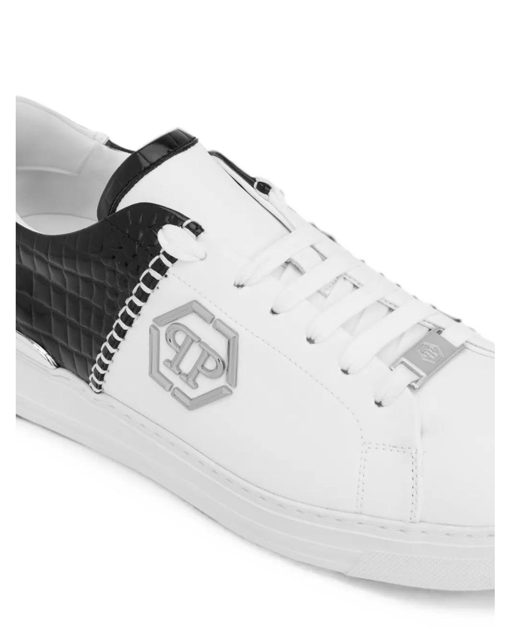 Philipp Plein White Low-Top Sneakers Icon Cocco Mix for men