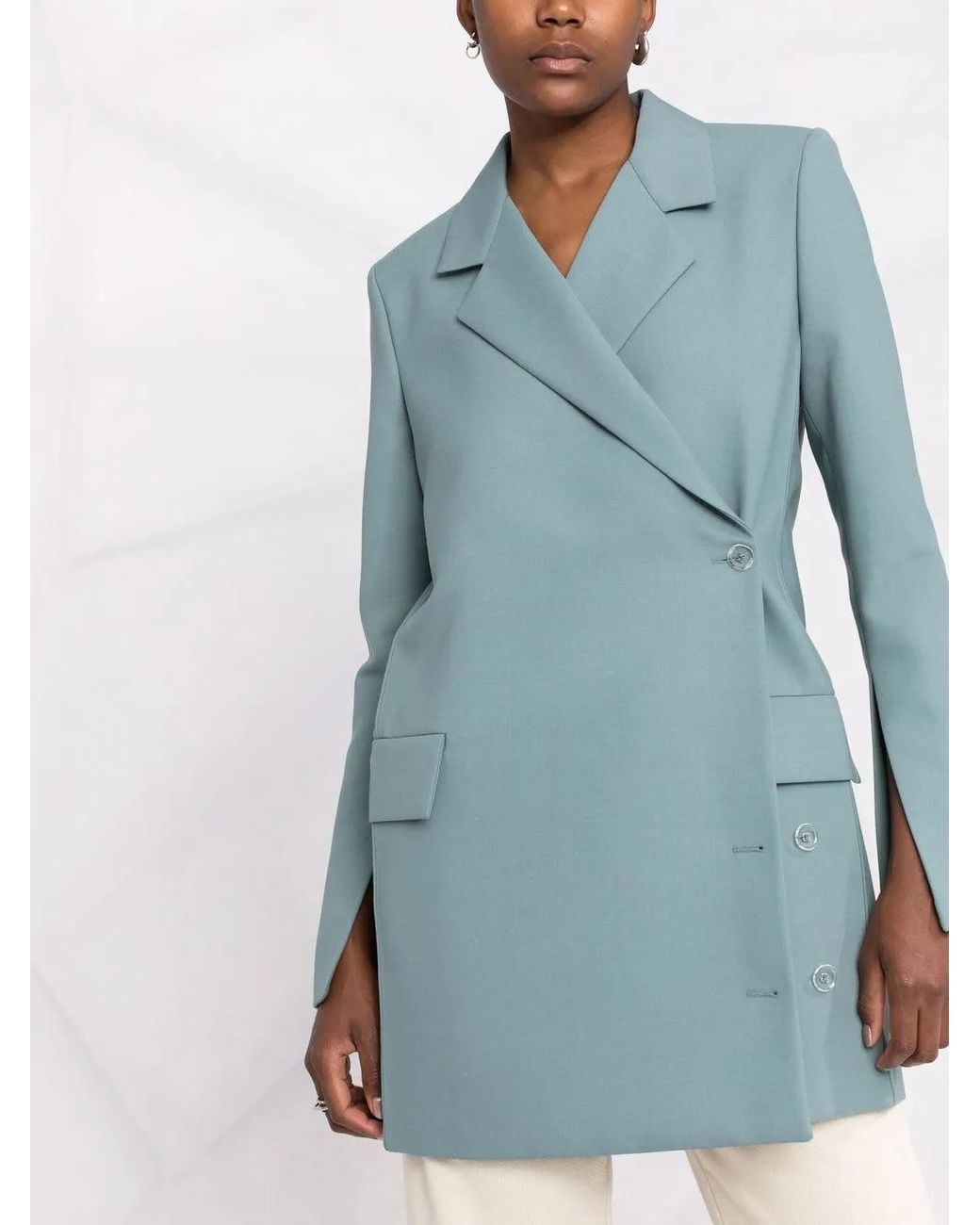 Off-White c/o Virgil Abloh Blue Cardbox Wrap Blazer