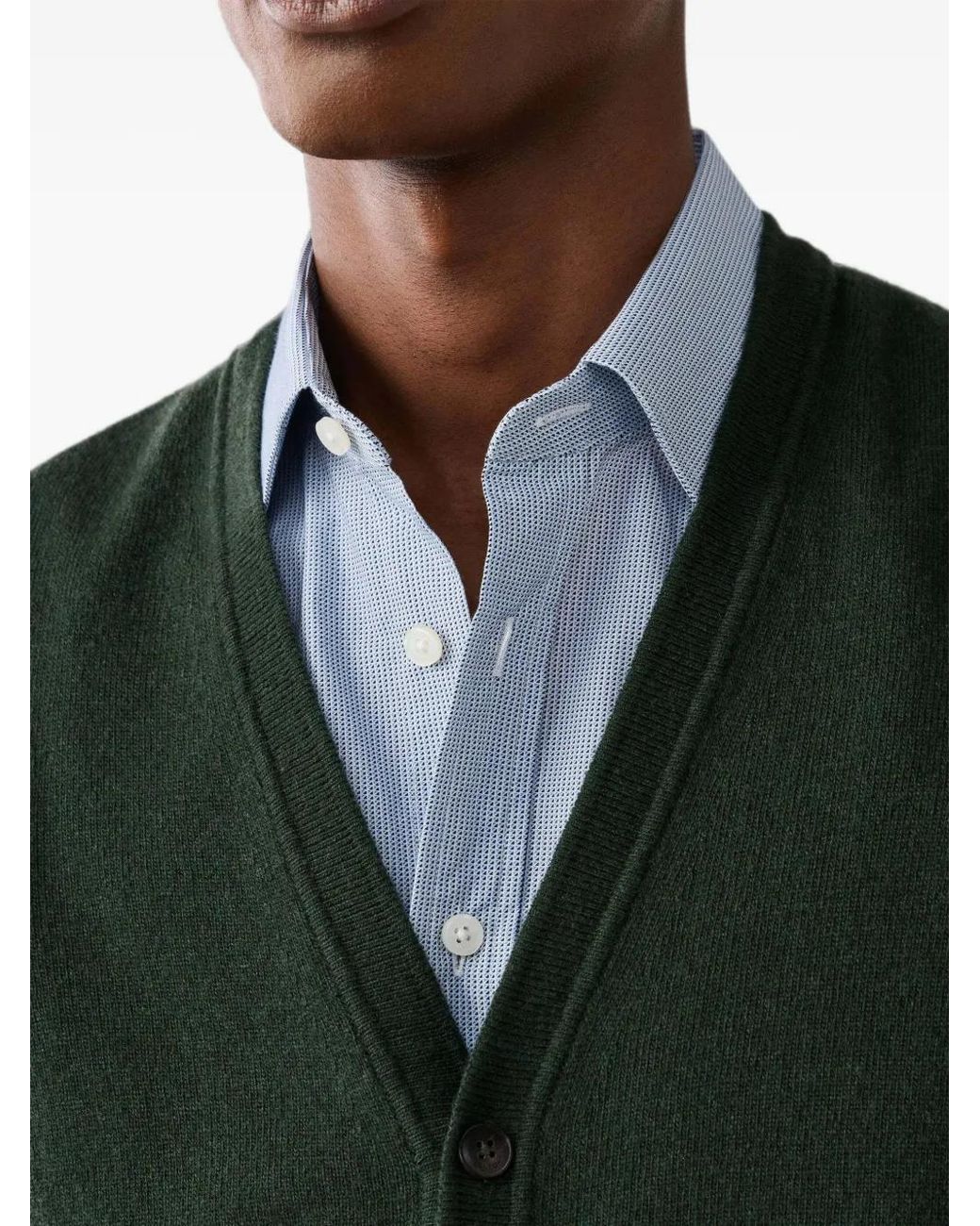 Hackett Green Button-Up Sleeveless Cardigan for men