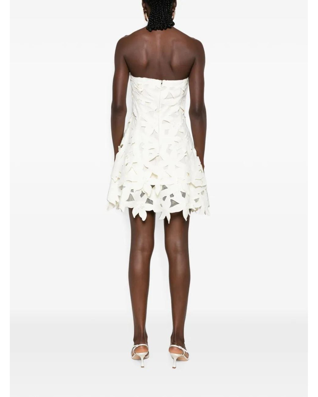 Jonathan Simkhai White Miri Embroidered Cotton Bustier Mini Dress