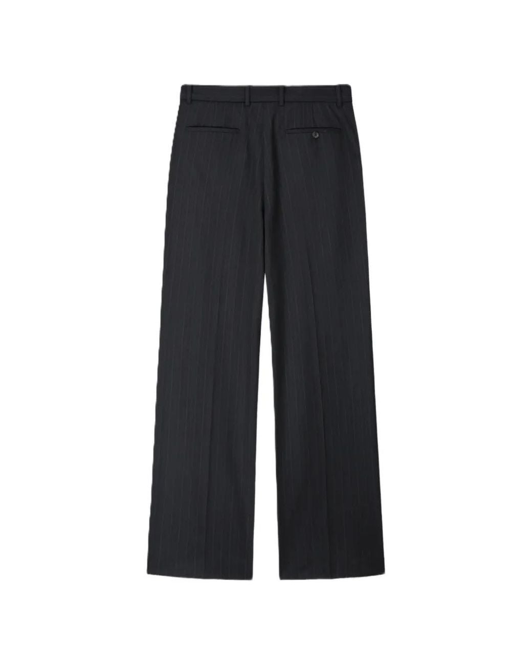 TONYWACK Black Pinstripe-Pattern Belted Trousers for men