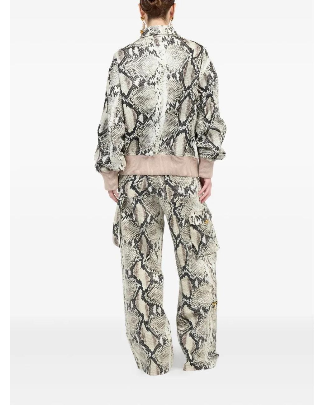 Roberto Cavalli White Python-Print Jacket