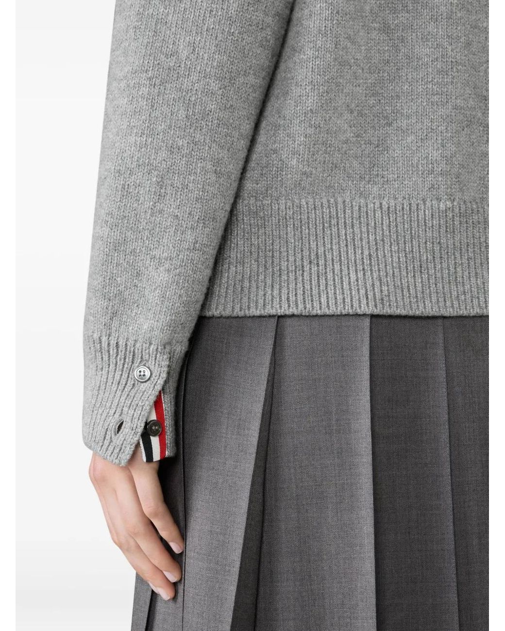 Thom Browne Gray 4-Bar Jersey-Stitch Merino-Wool Sweater