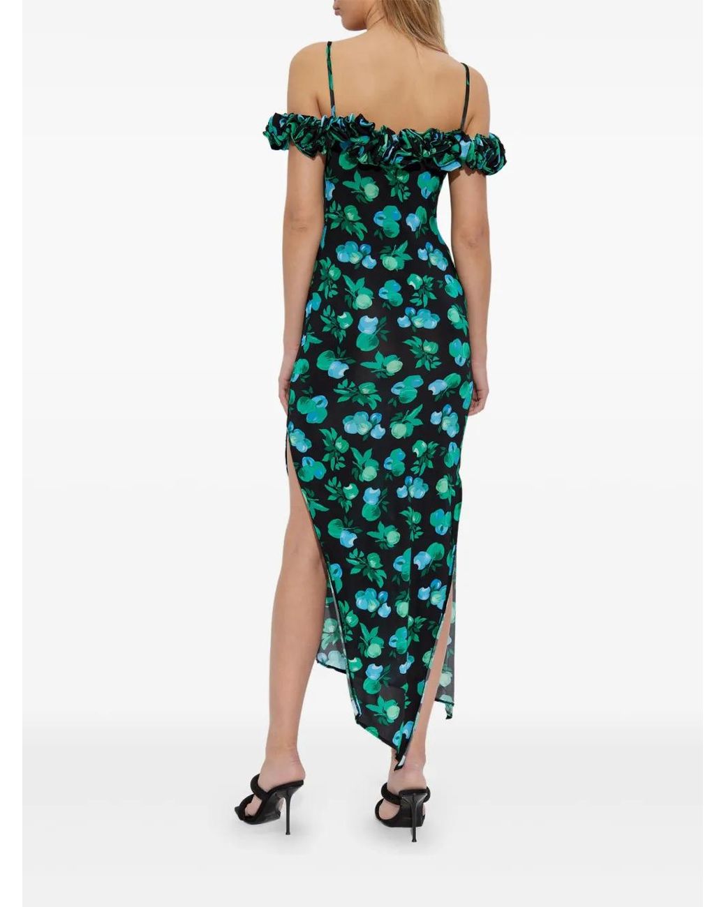 Coperni Green Ruffle-Detail Midi Dress