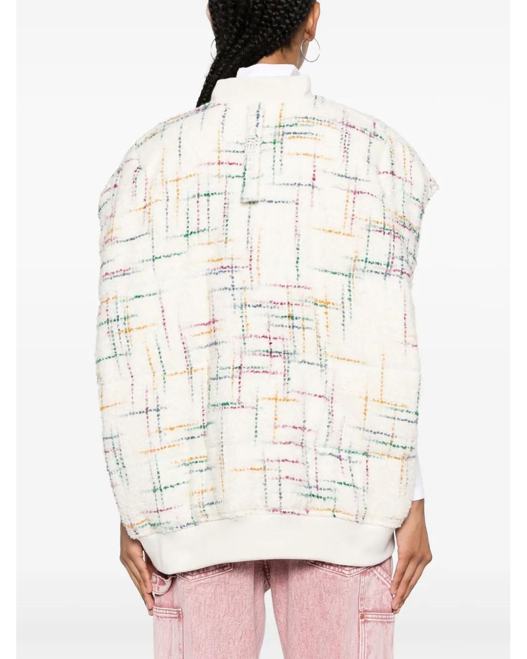 Khrisjoy White Oversized Tweed Bomber Jacket