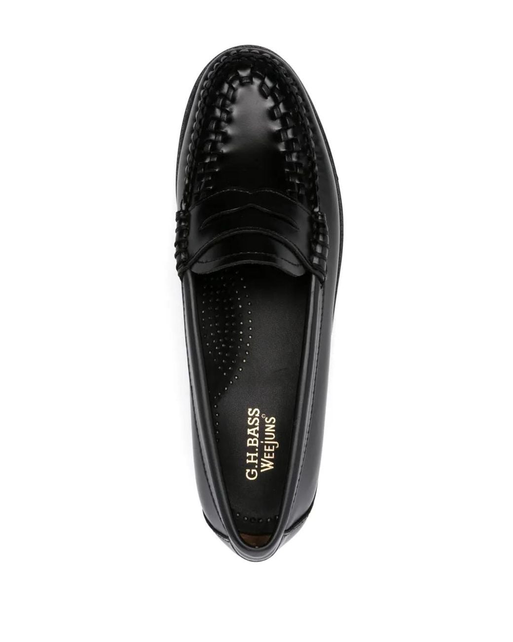 G.H.BASS Black Weejuns Weave Penny Loafers