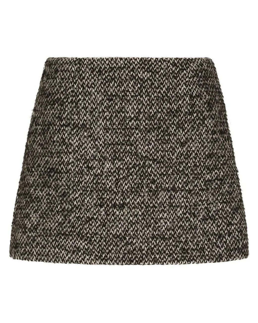 Dolce & Gabbana Gray Speckled Tweed Miniskirt