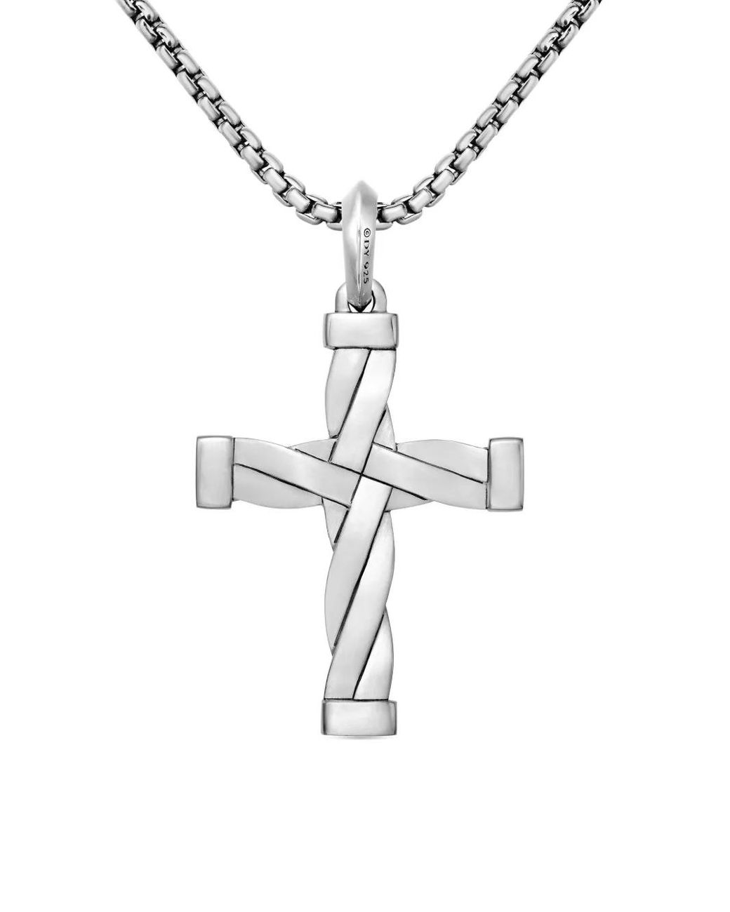 David Yurman White Sterling Dy Helios Cross Pendant (48Mm) for men