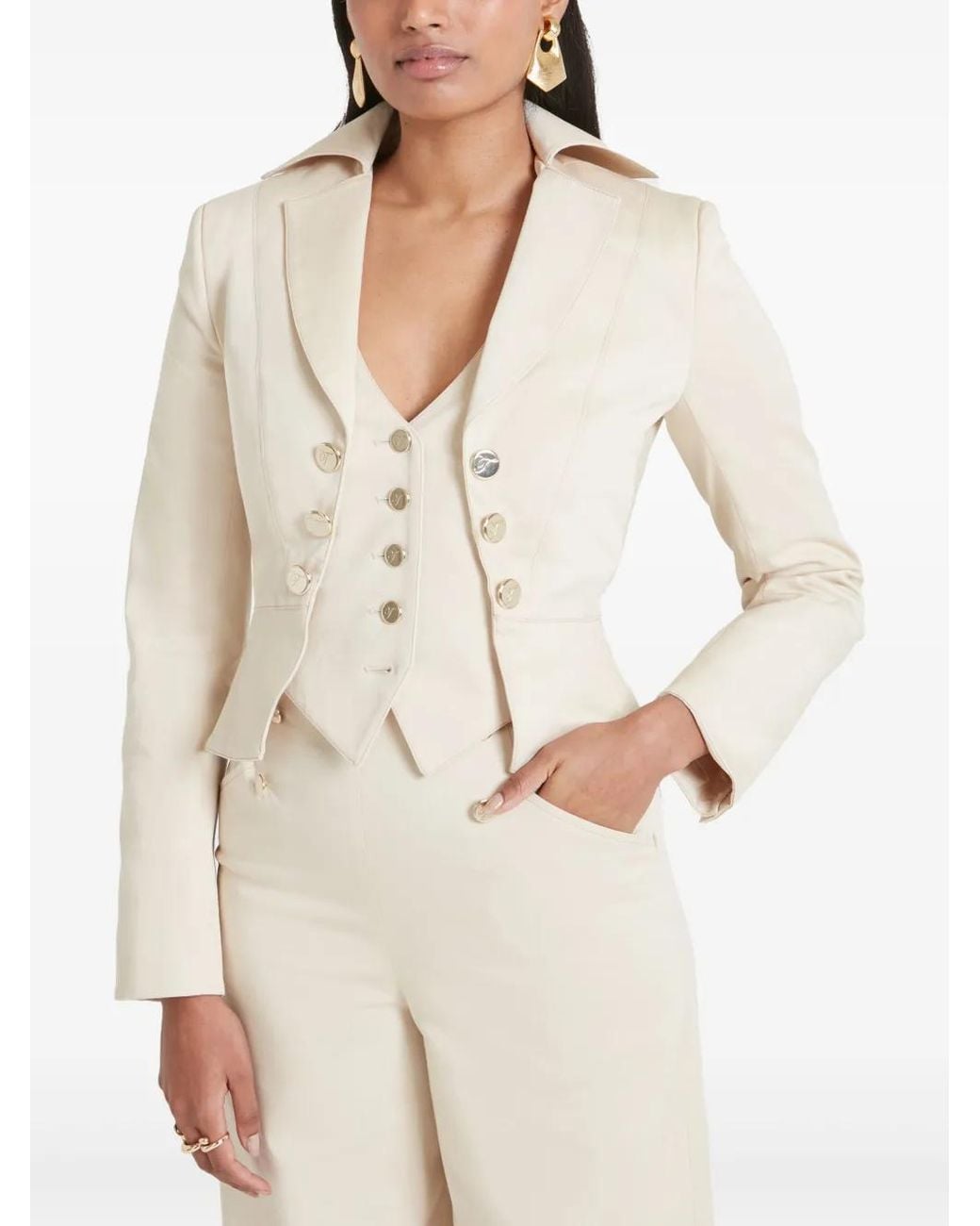 Temperley London Natural Castell Cropped Blazer