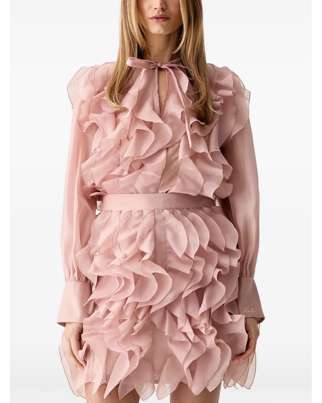 Karl Lagerfeld Pink Ruffled Blouse