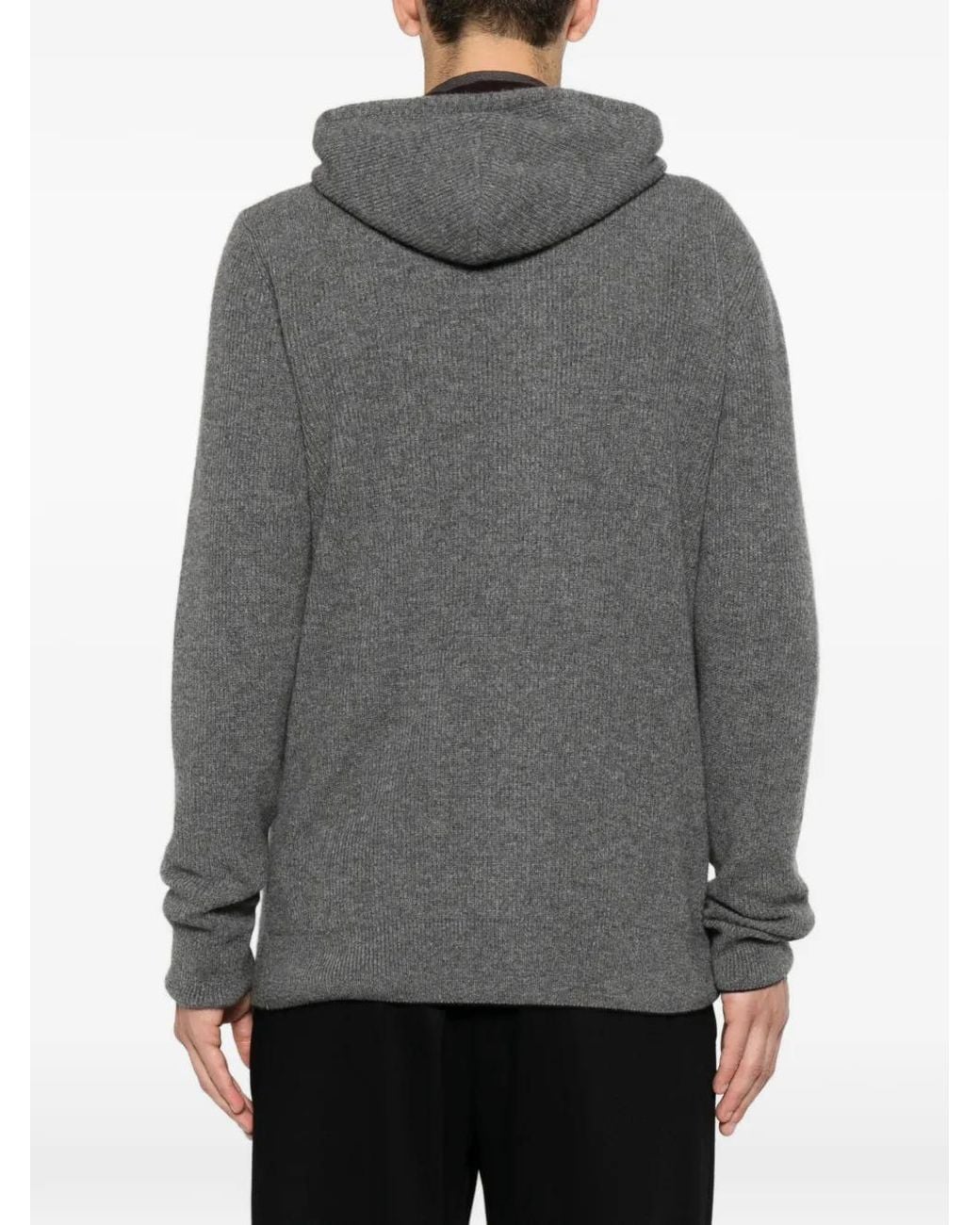 Eleventy Gray Zip-Up Cashmere Hood Cardigan for men