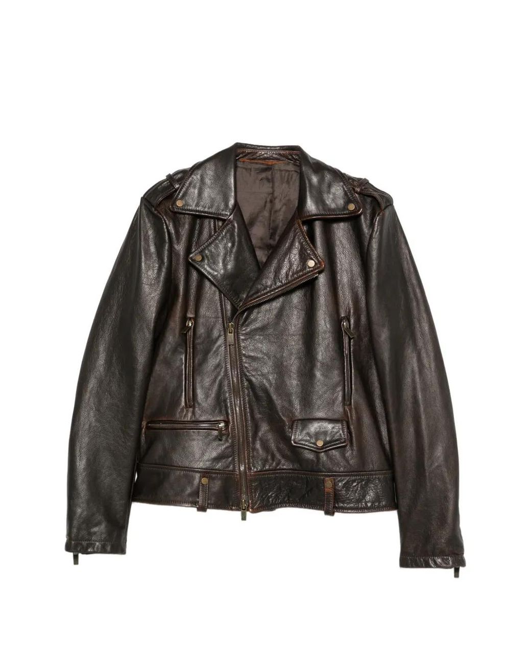 Salvatore Santoro Black Leather Biker Jacket for men