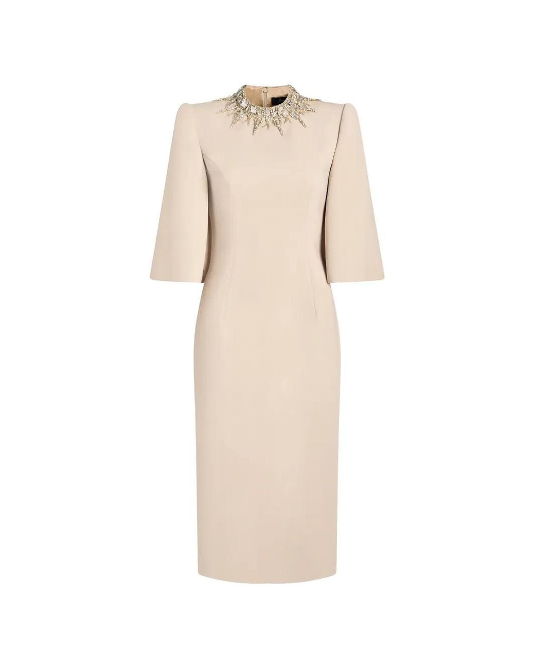 Jenny Packham Natural Bibi Crystal-Embellished Dress