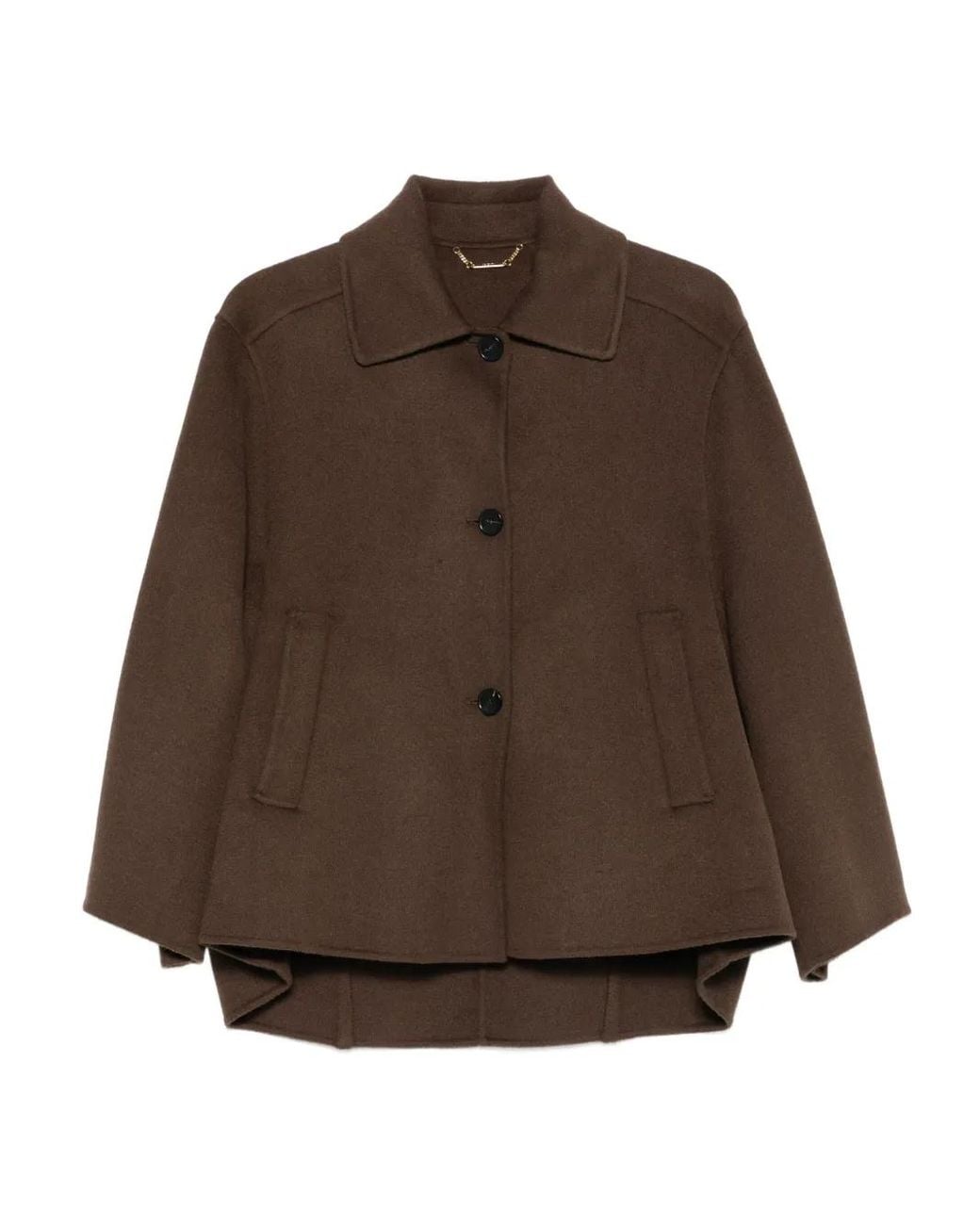 Seventy Brown High-Low Buttoned-Up Jacket